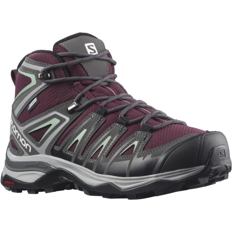 Burgundy / Dark Grey Salomon X Ultra Pioneer Mid CSWP Women's Hiking Boots | PH 87453T